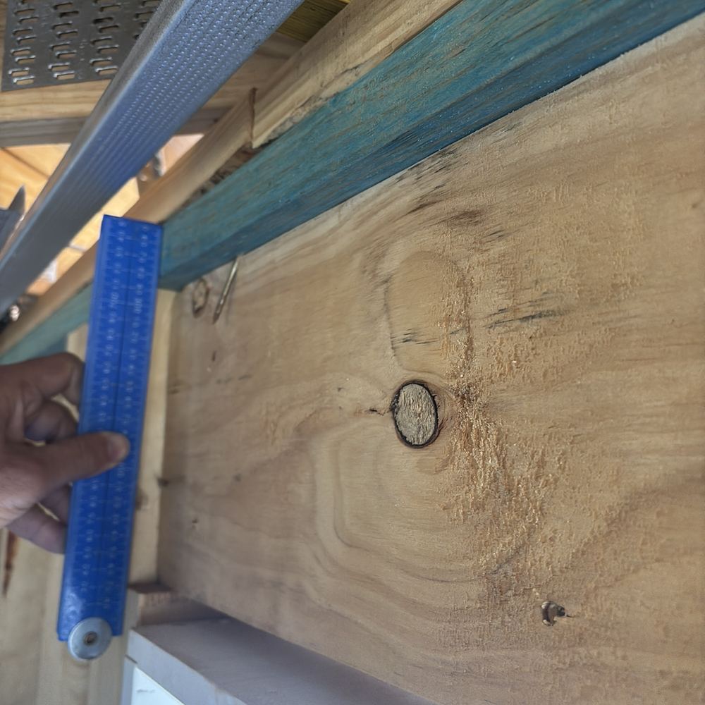 Wall packers used to straighten studs left without proper fixings, Strathtulloh